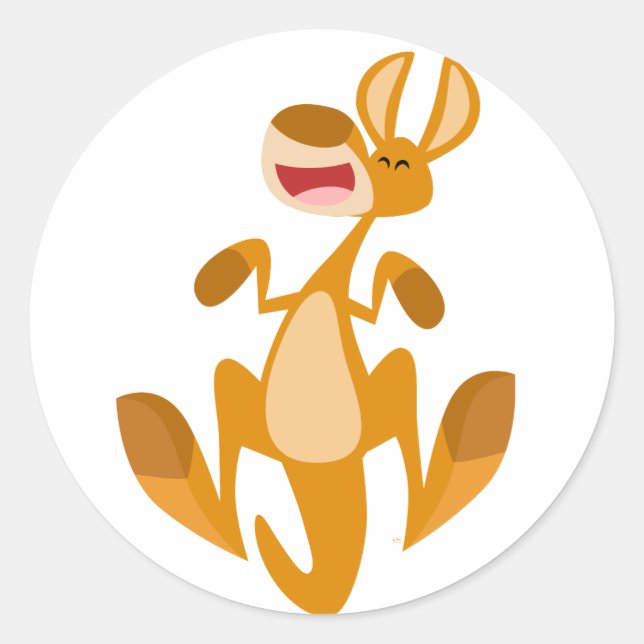 Cute Cartoon Jumping Kangaroo Sticker (Front)