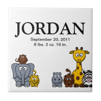 Cute Cartoon Jungle Animals 3 New Baby Name Tile