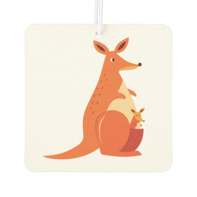 Cute Cartoon Kangaroo & Baby Car Air Freshener (Back)