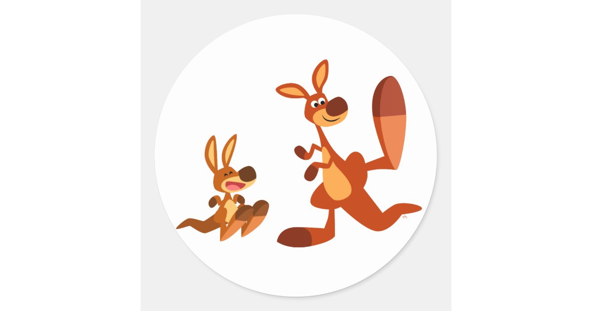 Cute Cartoon Kangaroo Dad and Son Sticker | Zazzle
