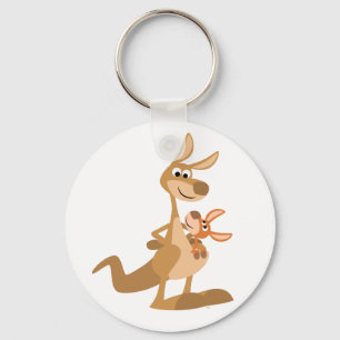 Cute Cartoon Kangaroo Mum and Joey Keychain