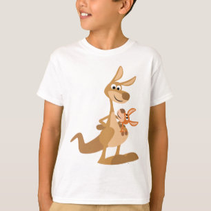 Cute Cartoon Kangaroo Mum and Joey Kids T-Shirt