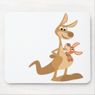 Cute Cartoon Kangaroo Mum and Joey Mousepad