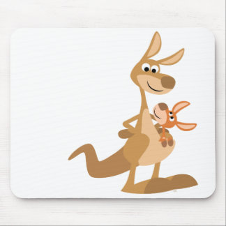 Cute Cartoon Kangaroo Mum and Joey Mousepad