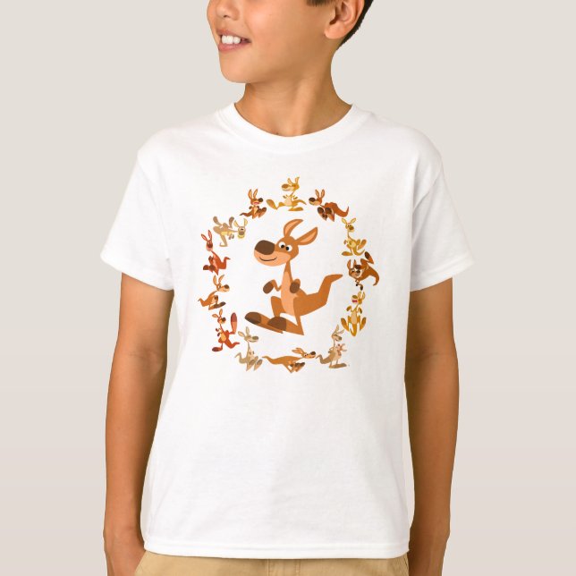 Cute Cartoon Kangaroos Mandala Children T-Shirt (Front)
