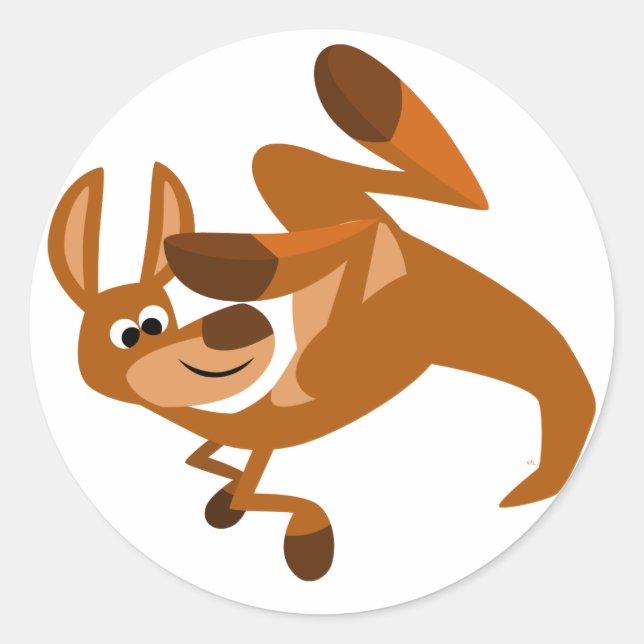 Cute Cartoon Kangaroo's Somersault Sticker (Front)