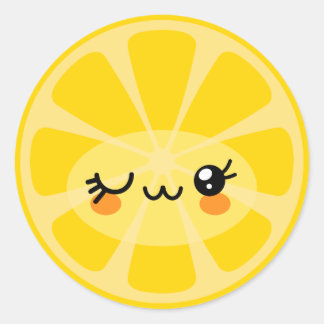 Cute Cartoon Kawaii Happy Healthy Citrus Lemon Classic Round Sticker