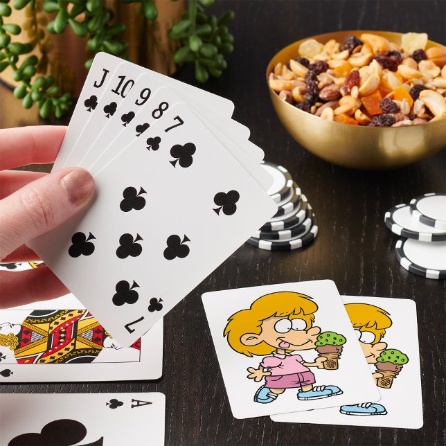 Cute Cartoon Kid Eating Ice Cream Cone Playing Cards (Creator Uploaded)