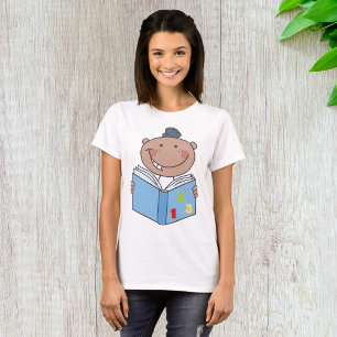 Cute Cartoon Kid Reading a Numbers Book T-Shirt