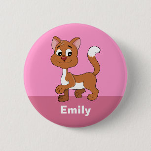 Cute cartoon kitten Button
