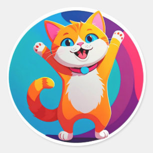 Cute Cartoon Kitten Classic Round Sticker