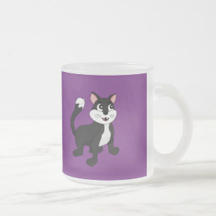 Cute cartoon kitten frosted glass coffee mug