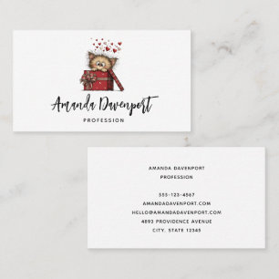 Cute Cartoon Kitten in a Box with Hearts Business Card
