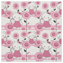 Cute cartoon kitten kids fabric