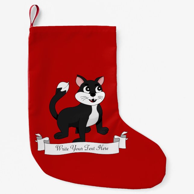 Cute cartoon kitten small christmas stocking (Front)