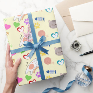 Cute Cartoon Kittens Pattern Gift Wrapping Paper