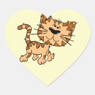 Cute Cartoon Kitty Cat Heart Sticker