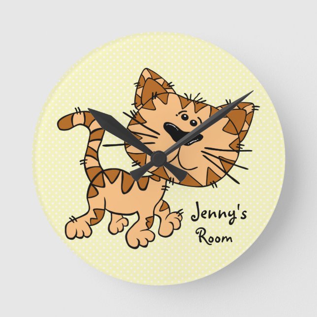 Cute Cartoon Kitty Cat Round Clock (Front)