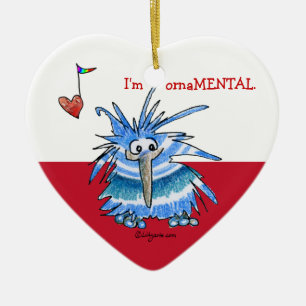 Cute Cartoon KIwi Heart Ornament