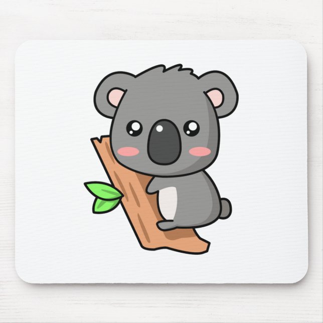 Cute Cartoon Koala Bear on Eucalyptus Tree Mouse Mat (Front)