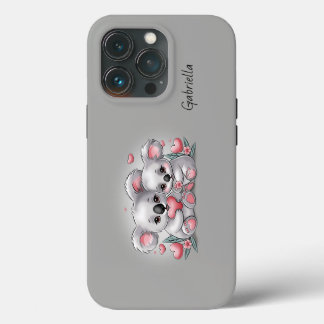 Cute Cartoon Koala Lovers Heart Valentine’s Day iPhone 13 Pro Case