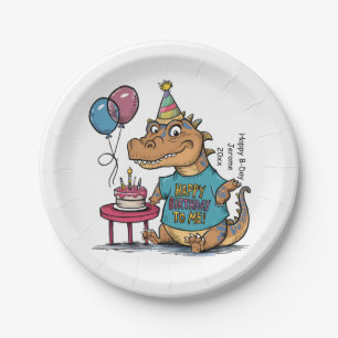 cute cartoon komodo dragon birthday paper plate