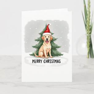 Cute Cartoon Labrador Retriever in Santa Hat Chris Card