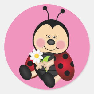 Cute cartoon lady bug classic round sticker