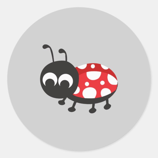 Cute Cartoon Ladybug Classic Round Sticker (Front)