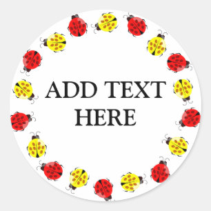 Cute Cartoon Ladybugs In Red And Yellow Classic Round Sticker