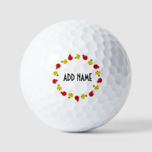 Cute Cartoon Ladybugs In Red And Yellow Golf Balls