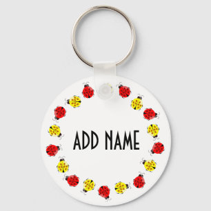 Cute Cartoon Ladybugs In Red And Yellow Key Ring