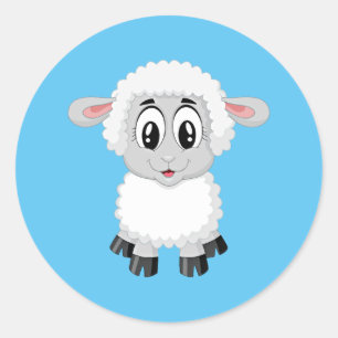 Cute cartoon lamb classic round sticker