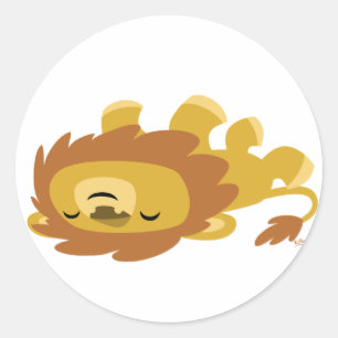 Cute Cartoon Lazy Lion round sticker