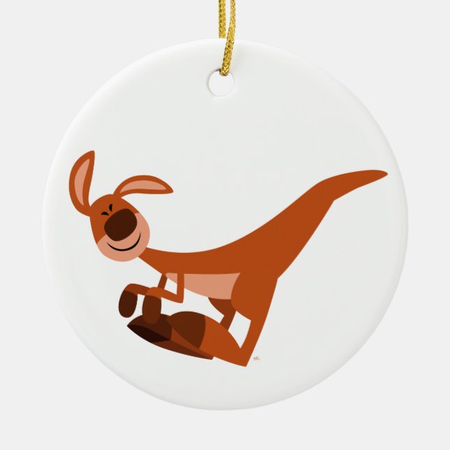 Cute Cartoon Leaping Kangaroo Ceramic Tree Decoration (Front)