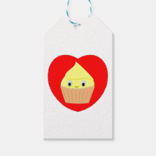Cute Cartoon Lemon Cupcake In Red Heart  Gift Tags