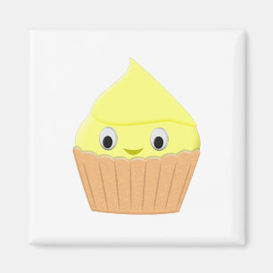 Cute Cartoon Lemon Cupcake Magnet