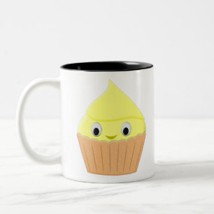 Cute Cartoon Lemon Cupcake Two-Tone Coffee Mug