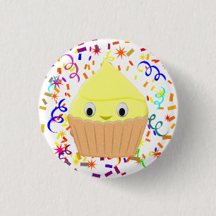 Cute Cartoon Lemon Cupcake With Confetti 3 Cm Round Badge