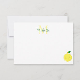 Cute Cartoon Lemon Custom Monogram Card