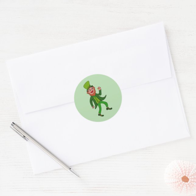 Cute Cartoon Leprechaun St. Patrick's Day Classic Round Sticker (Envelope)