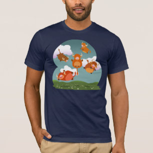Cute Cartoon Levitating Highland Cows T-Shirt