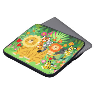 Cute Cartoon Liger and Friends Laptop Sleeve