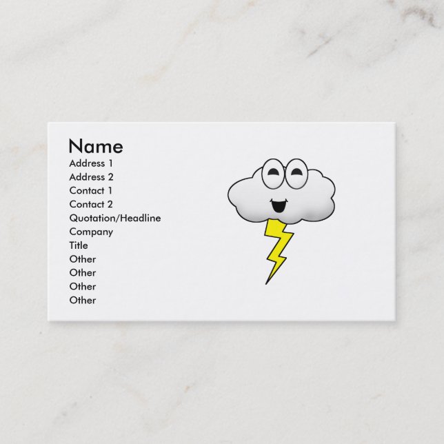 Cute Cartoon Lightning Cloud Business Card (Front)