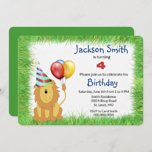 Cute Cartoon Lion Birthday Party for Boy Invitati Invitation