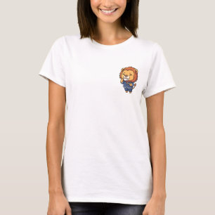 Cute Cartoon Lion Businessman Mascot Drinking Tea T-Shirt