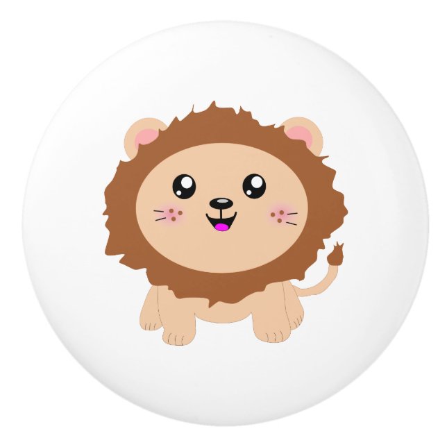 Cute cartoon Lion Ceramic Knob (Front)