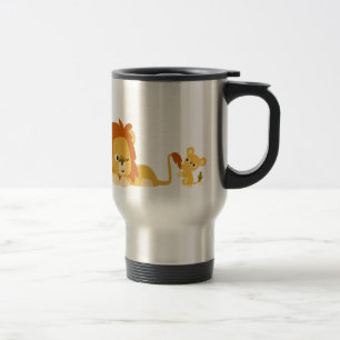 Cute Cartoon Lion Dad and Cub Commuter Mug