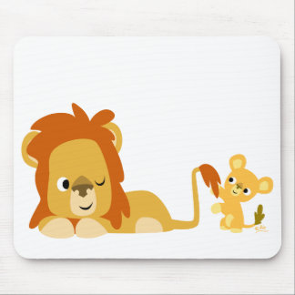 Cute Cartoon Lion Dad and Cub Mousepad