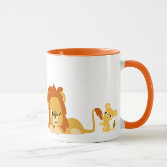 Cute Cartoon Lion Dad and Cub Mug (Right)